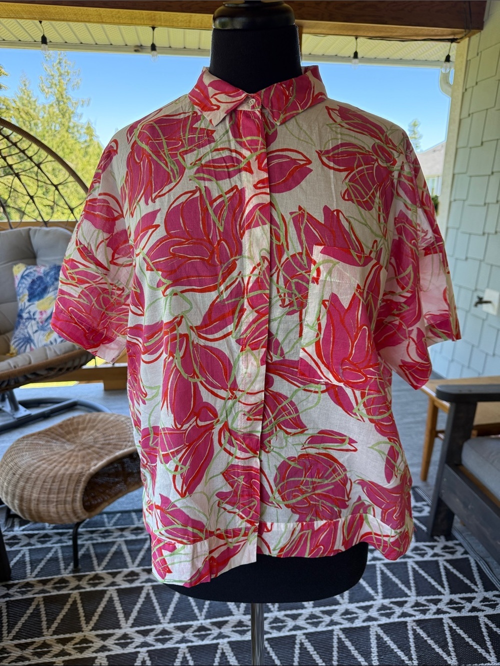 Nile | Floral Cotton Button Down Shirt